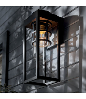 Kichler Hone Medium Outdoor Wall Lantern Classic Textured Black IP44 1x E27-2