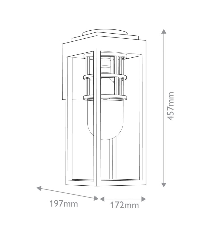 Kichler Hone Medium Outdoor Wall Lantern Classic Textured Black IP44 1x E27-3