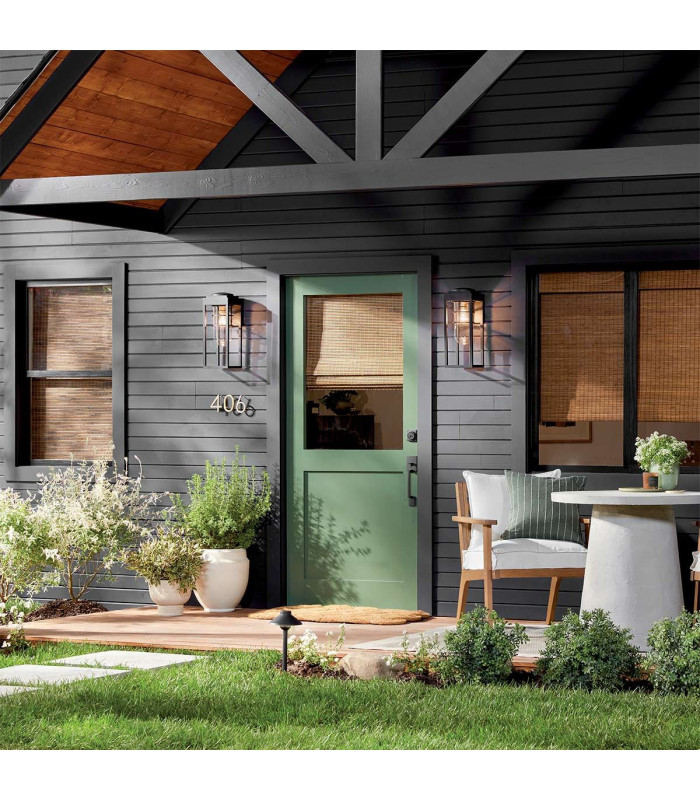 Kichler Hone Medium Outdoor Wall Lantern Classic Textured Black IP44 1x E27-5