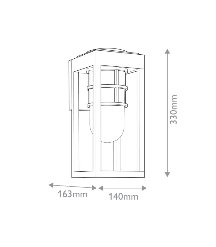 Kichler Hone Small Outdoor Wall Lantern Classic Textured Black IP44 1x E27-3
