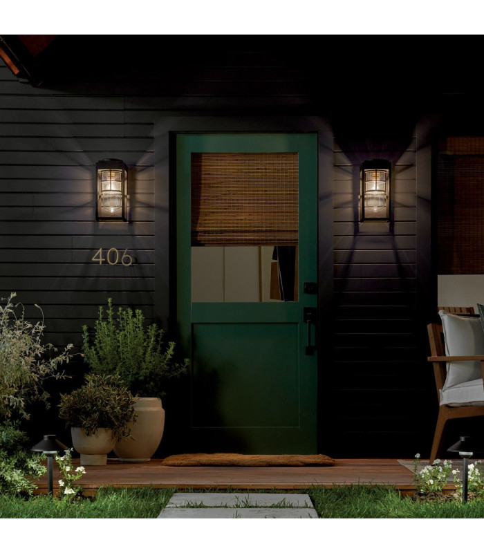 Kichler Hone Small Outdoor Wall Lantern Classic Textured Black IP44 1x E27-4