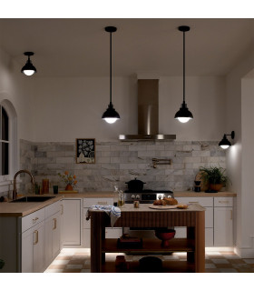 Kichler Niva Dome Wall Lamp Contemporary Black 1x E27-2