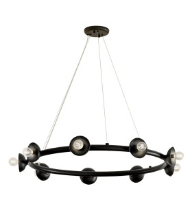 Kichler Palta Cylindrical Pendant Ceiling Light Contemporary Satin Black 9x E14-1