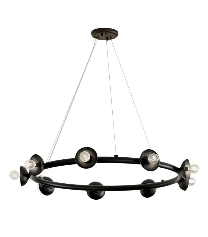 Kichler Palta Cylindrical Pendant Ceiling Light Contemporary Satin Black 9x E14-1