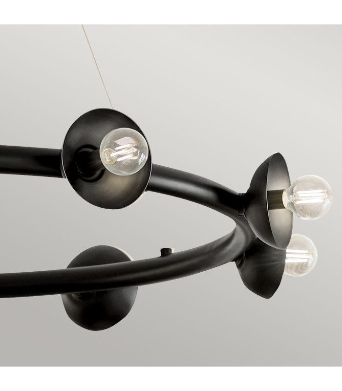 Kichler Palta Cylindrical Pendant Ceiling Light Contemporary Satin Black 9x E14-6
