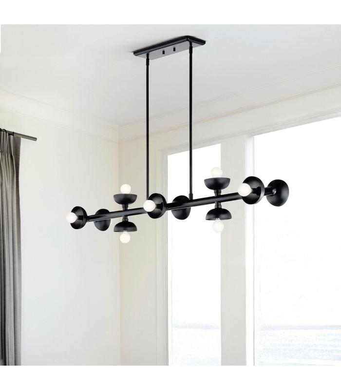 Kichler Palta Bar Pendant Ceiling Light Contemporary Satin Black 10x E14-2