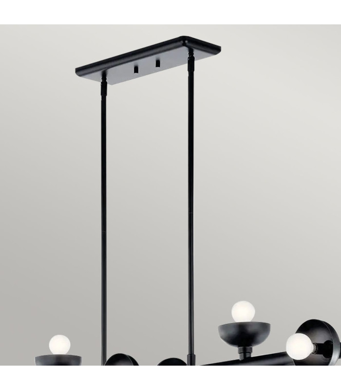 Kichler Palta Bar Pendant Ceiling Light Contemporary Satin Black 10x E14-4