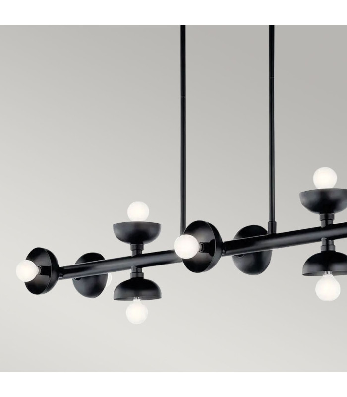 Kichler Palta Bar Pendant Ceiling Light Contemporary Satin Black 10x E14-5