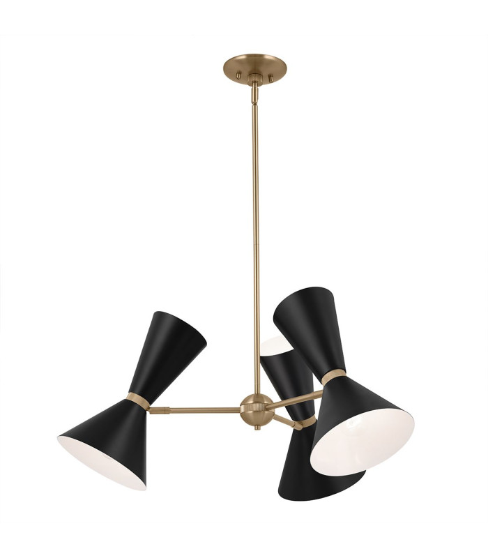 Kichler Phix Multi Arm Pendant Ceiling Light Contemporary Champagne Bronze Black 6x E27-1