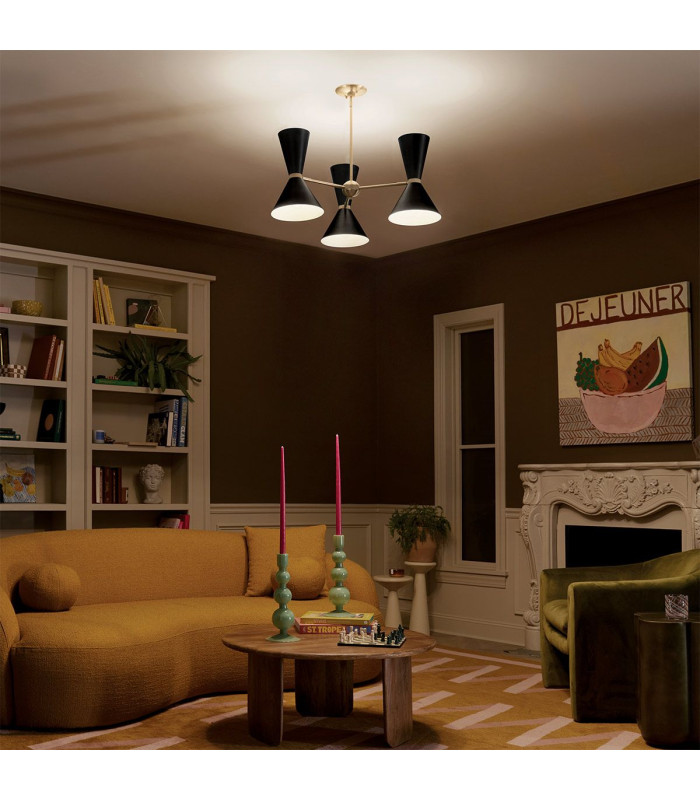 Kichler Phix Multi Arm Pendant Ceiling Light Contemporary Champagne Bronze Black 6x E27-2