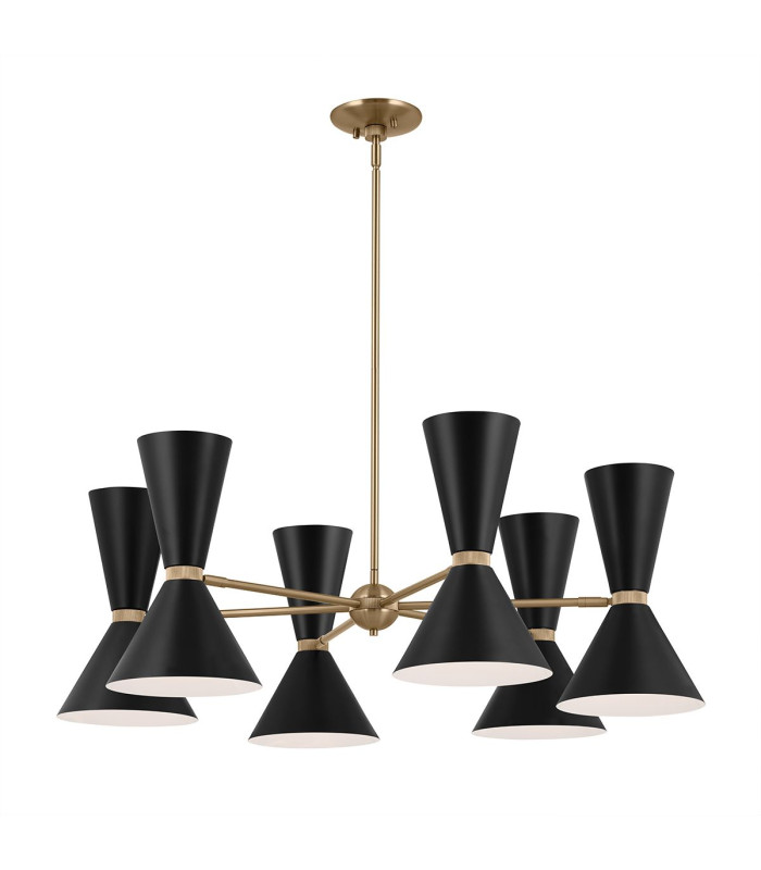 Kichler Phix Multi Arm Pendant Ceiling Light Contemporary Champagne Bronze Black 12x E27-1