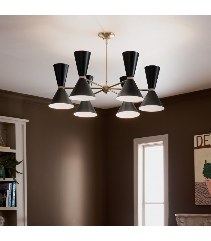 Kichler Phix Multi Arm Pendant Ceiling Light Contemporary Champagne Bronze Black 12x E27-4