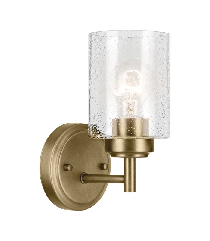 Kichler Winslow Wall Lamp Classic Natural Brass Glass Shade 1x E27-1