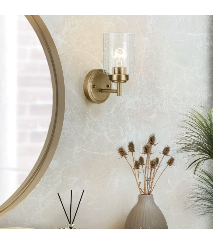 Kichler Winslow Wall Lamp Classic Natural Brass Glass Shade 1x E27-2