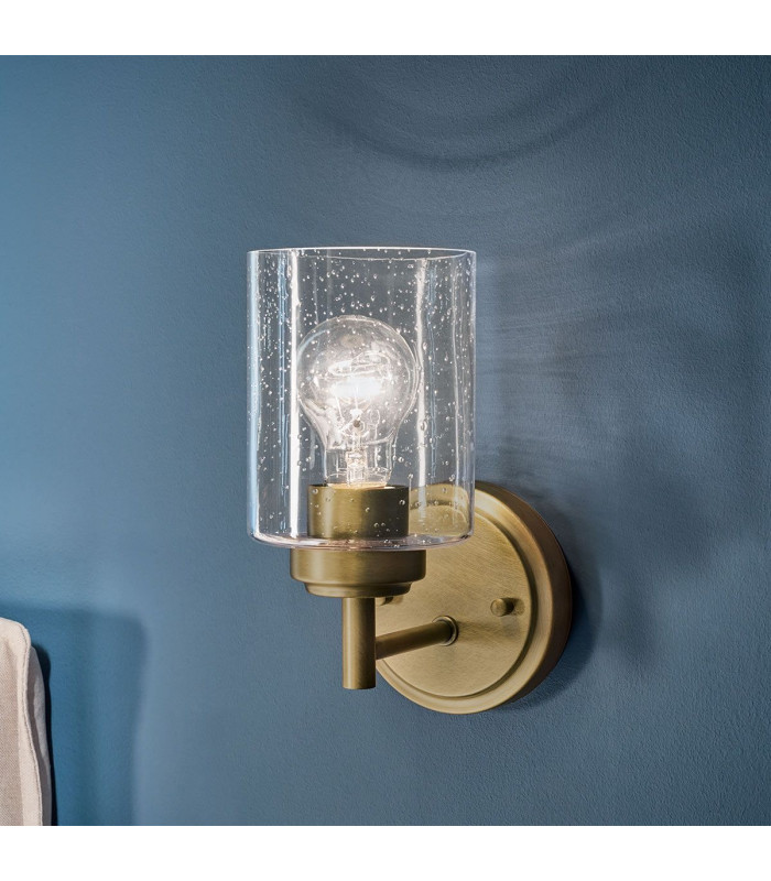 Kichler Winslow Wall Lamp Classic Natural Brass Glass Shade 1x E27-4