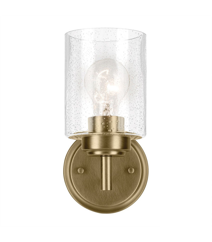 Kichler Winslow Wall Lamp Classic Natural Brass Glass Shade 1x E27-5