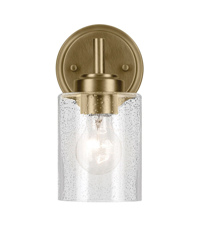 Kichler Winslow Wall Lamp Classic Natural Brass Glass Shade 1x E27-6