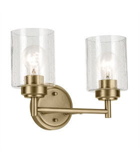 Kichler Winslow Wall Lamp Classic Natural Brass Glass Shades 2x E27-1