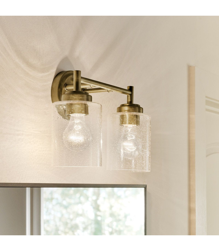Kichler Winslow Wall Lamp Classic Natural Brass Glass Shades 2x E27-4