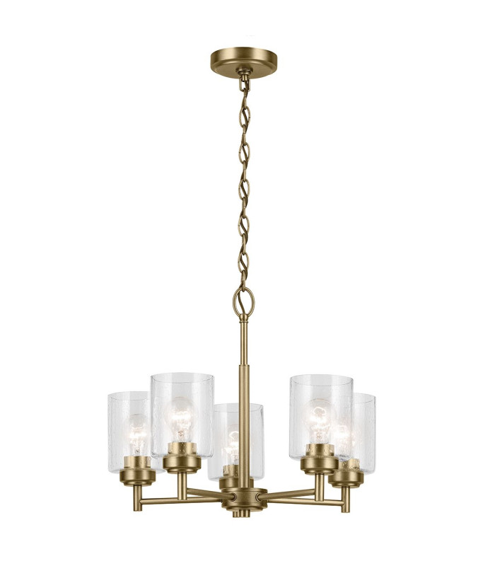 Kichler Winslow Multi Arm Pendant Ceiling Light Classic Natural Brass 5x E27-1
