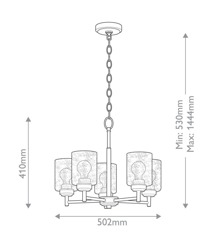 Kichler Winslow Multi Arm Pendant Ceiling Light Classic Natural Brass 5x E27-3