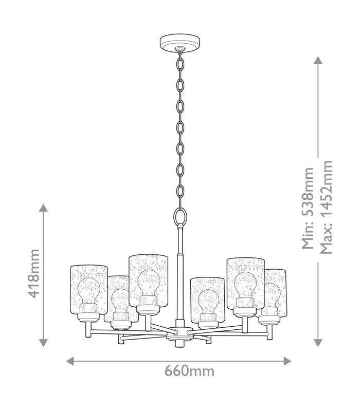 Kichler Winslow Multi Arm Pendant Ceiling Light Classic Natural Brass 6x E27-3