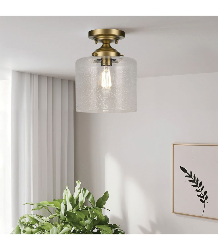 Kichler Winslow Bowl Semi Flush Ceiling Light Classic Natural Brass 1x E27-2
