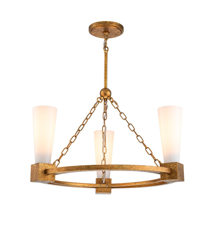 Kristy Cylindrical Pendant Ceiling Light Contemporary Distressed Gold 3x E27-1