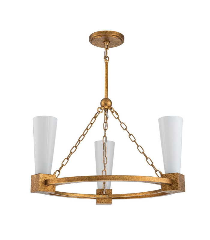 Kristy Cylindrical Pendant Ceiling Light Contemporary Distressed Gold 3x E27-6