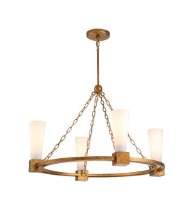 Kristy Cylindrical Pendant Ceiling Light Contemporary Distressed Gold 4x E27-1
