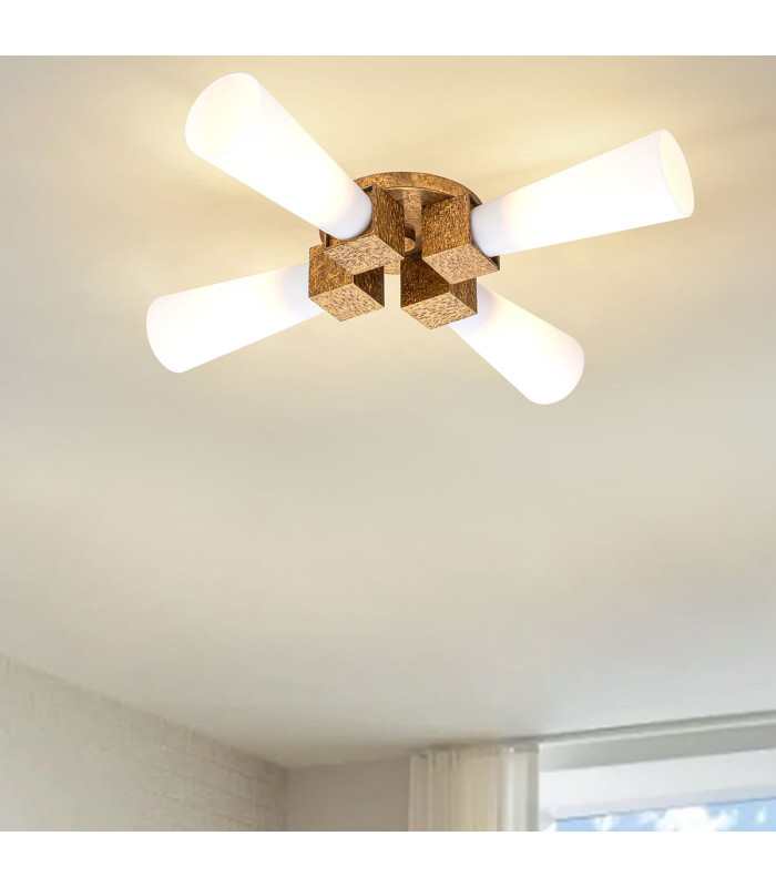 Kristy Multi Arm Semi Flush Ceiling Lamp Contemporary Distressed Gold 4x E27-2
