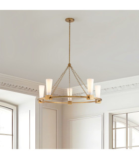 Kristy Cylindrical Pendant Ceiling Light Contemporary Distressed Gold 5x E27-2