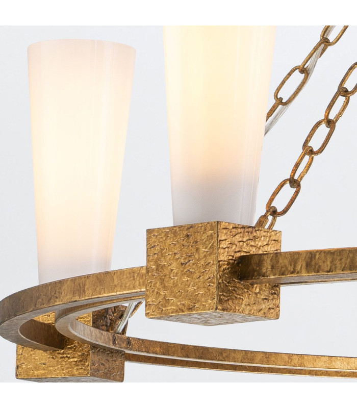 Kristy Cylindrical Pendant Ceiling Light Contemporary Distressed Gold 5x E27-4