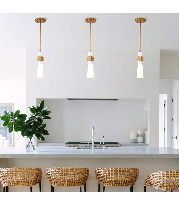Kristy Slim Pendant Ceiling Light Contemporary Distressed Gold 1x E27-2