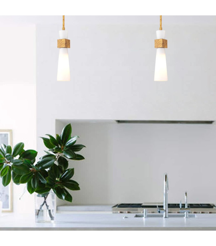 Kristy Slim Pendant Ceiling Light Contemporary Distressed Gold 1x E27-4