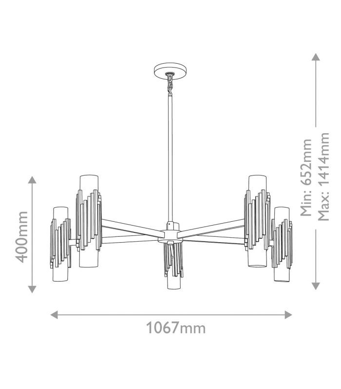 Marvele Multi Arm Pendant Ceiling Light Contemporary Aged Brass 10x E14-3