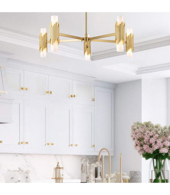 Marvele Multi Arm Pendant Ceiling Light Contemporary Aged Brass 10x E14-4