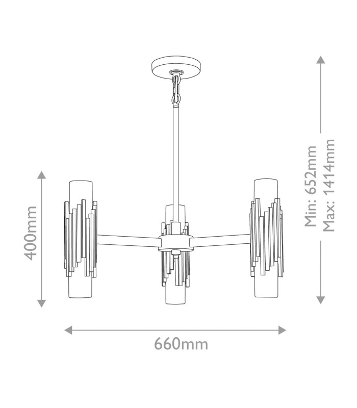 Marvele Multi Arm Pendant Ceiling Light Contemporary Aged Brass 6x E14-3