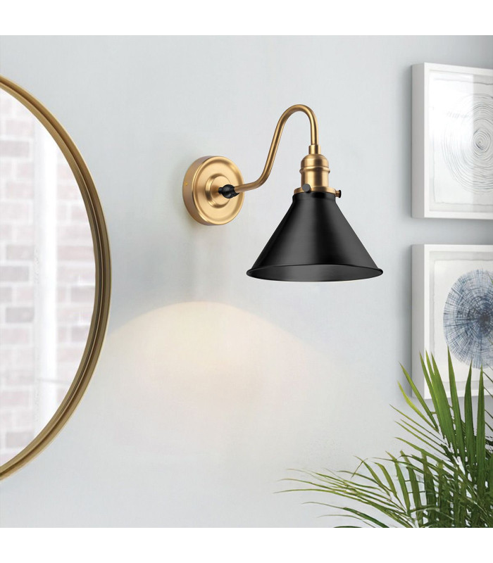 Provence Dome Wall Lamp Classic Aged Brass Matt Black 1x E27-2