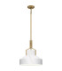 Quoizel Brecken Dome Pendant Ceiling Light Classic Aged Brass and faux Alabaster glass Shade 2x E27-1