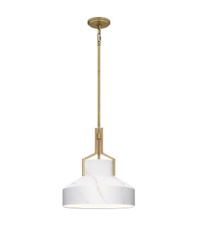 Quoizel Brecken Dome Pendant Ceiling Light Classic Aged Brass and faux Alabaster glass Shade 2x E27-1