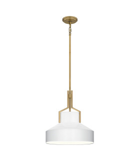 Quoizel Brecken Dome Pendant Ceiling Light Classic Aged Brass and Cased Opal glass Shade 2x E27-1
