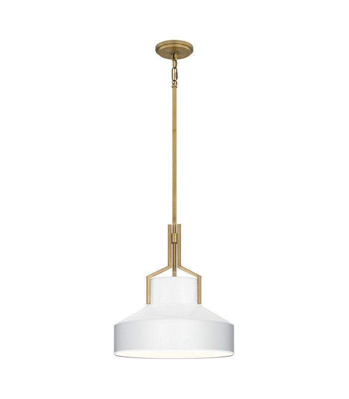 Quoizel Brecken Dome Pendant Ceiling Light Classic Aged Brass and Cased Opal glass Shade 2x E27-1