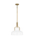 Quoizel Brecken Dome Pendant Ceiling Light Classic Aged Brass and Cased Opal glass Shade 2x E27-5