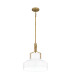 Quoizel Brecken Dome Pendant Ceiling Light Classic Aged Brass and Cased Opal glass Shade 2x E27-6