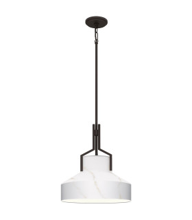 Quoizel Brecken Dome Pendant Ceiling Light Classic Old Bronze and Cased Opal glass Shade 2x E27-1