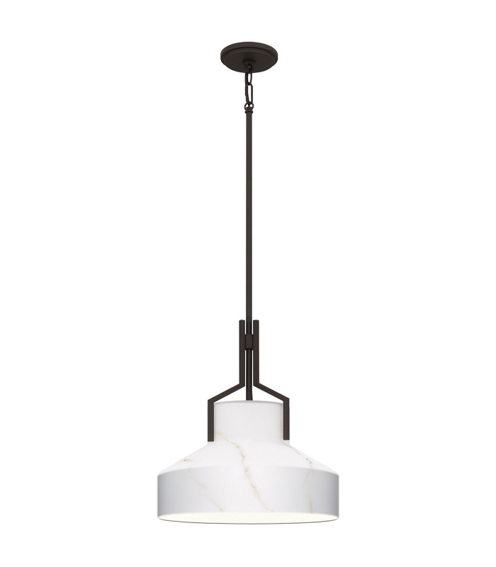 Quoizel Brecken Dome Pendant Ceiling Light Classic Old Bronze and Cased Opal glass Shade 2x E27-1