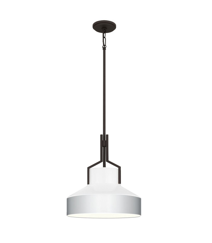 Quoizel Brecken Dome Pendant Ceiling Light Classic Old Bronze and faux Alabaster glass Shade 2x E27-1