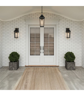 Quoizel Buckley Medium Outdoor Wall Lantern Classic Matt Black Brass Accent IP44 1x E27-2