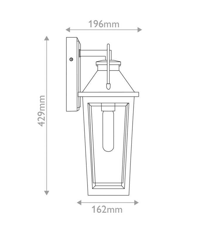 Quoizel Buckley Medium Outdoor Wall Lantern Classic Matt Black Brass Accent IP44 1x E27-3